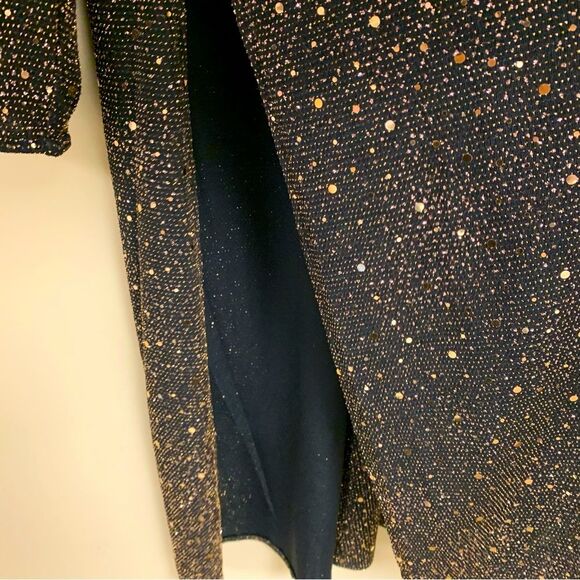 Ann Klein Black Sequin Formal Evening Jacket Cardigan Women Large Oversized Long - Picture 6 of 11